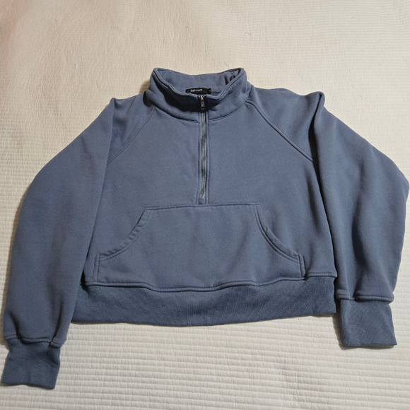 Women's Automet Cropped Blue Half-Zip Sweatshirt L - Picture 2 of 8
